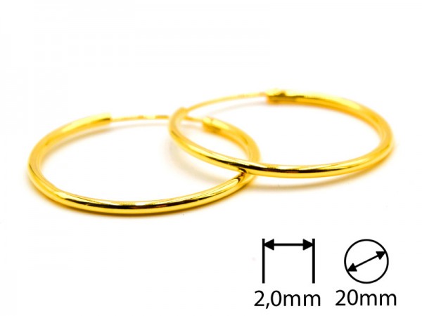 Creolen (2.0 mm x 20 mm) vergoldet