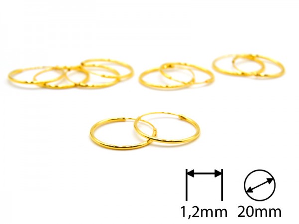 Creolen (1,2 mm)(20 mm) (5Paar) vergoldet