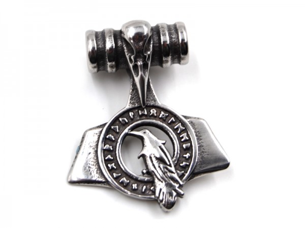 Edelstahlanhänger "Thors Hammer Rabe" (3,7x4,2cm)