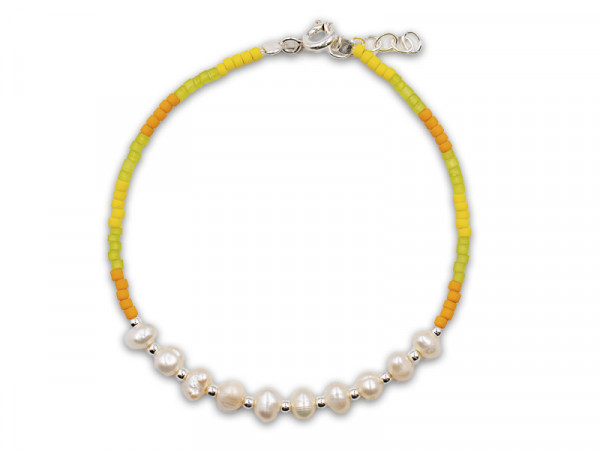 Armband mit Echtsteinen und Süßwasserperle (17 cm + 2.0 cm) (5.0 mm)