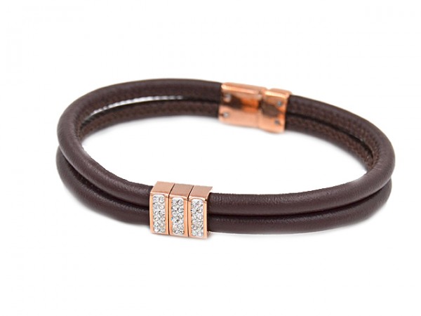 Lederarmband mit Edelstahlverschluss ( 20 cm )