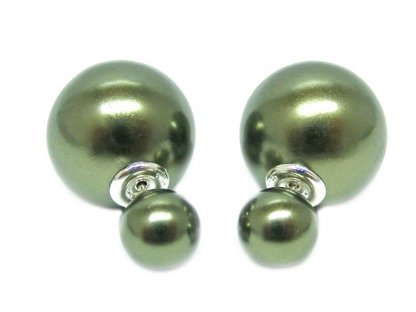 Perlenohrstecker mit zwei Perlen ( 15 x 8 mm )