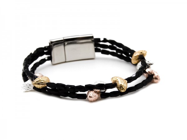 Glassteinarmband mit Herzen (17 cm)