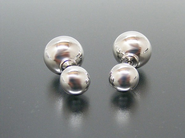 Perlenohrstecker mit zwei Perlen (20 x 10 mm)