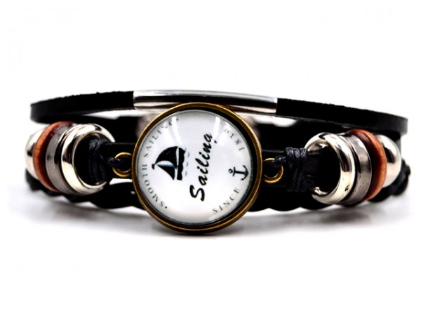 Lederarmband "Sailing" mit Druckknopfverschluss