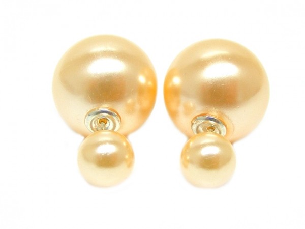Perlenohrstecker mit zwei Perlen ( 15 x 8 mm )
