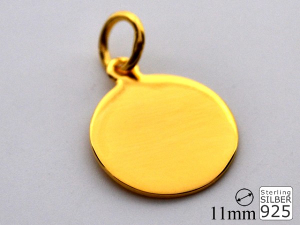 Gravurplatte mit Öse (11 mm) vergoldet