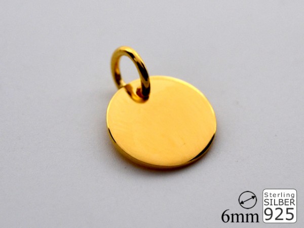 Gravurplatte mit Bohrung (6.0 mm) vergoldet