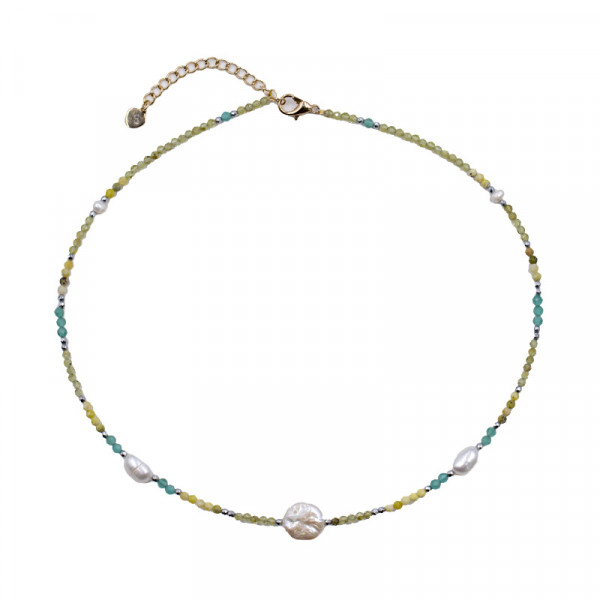 Kette mit Echtstein und Süßwasserperle