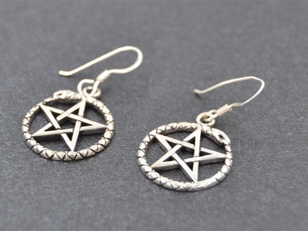 Ohrhänger "Pentagramm mit Schlange" (17 mm)