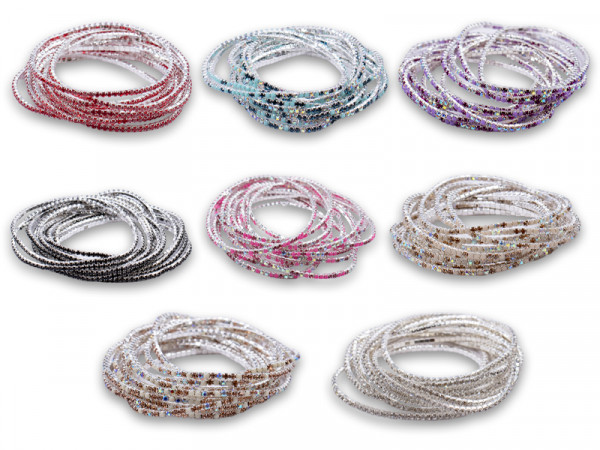 Tennisarmbänder mit Glassteinen (18 cm) (2.1 mm) (12er Pack) Silber Optik