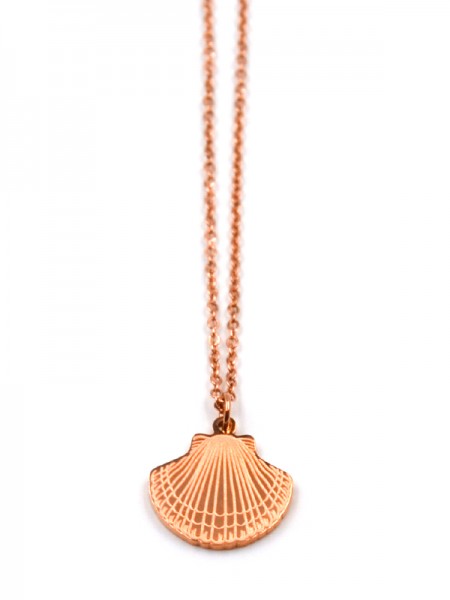 Edelstahlkette mit Muschel in rose gold (45cm + 5cm)