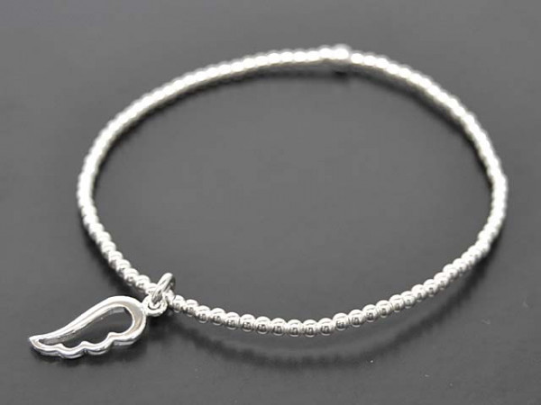 Kugelarmband mit Anhänger Engelsflügel (18 cm) (2.0 mm)