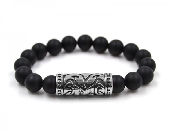 Armband Black Onyx mit Edelstahl
