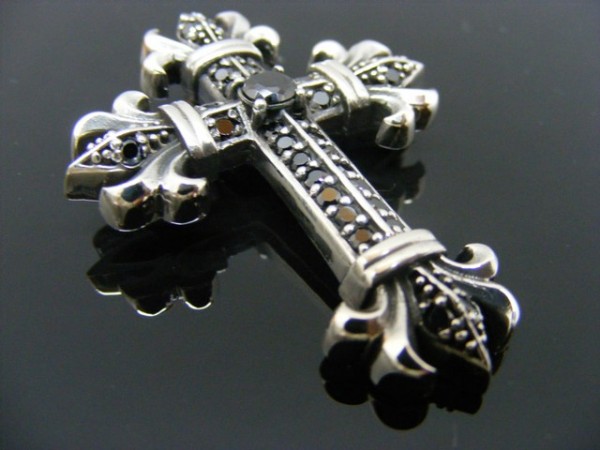 Anhänger Kreuz, Onyx, Zirkonia