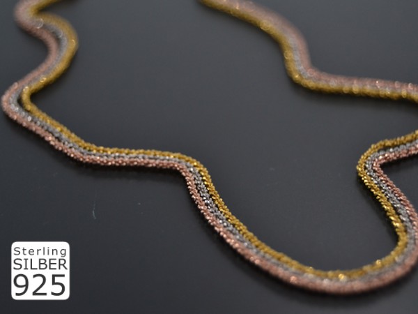 Golden Disco Kette, 3 farbig (38,5 + 5cm)