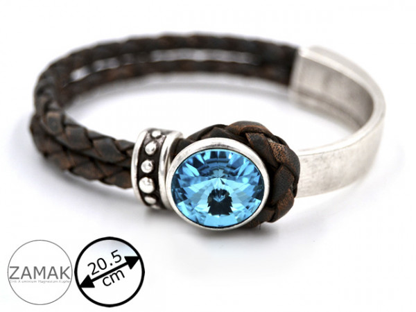 Lederarmband "Glamour " mit 14 mm Rivoli (20,5 cm)