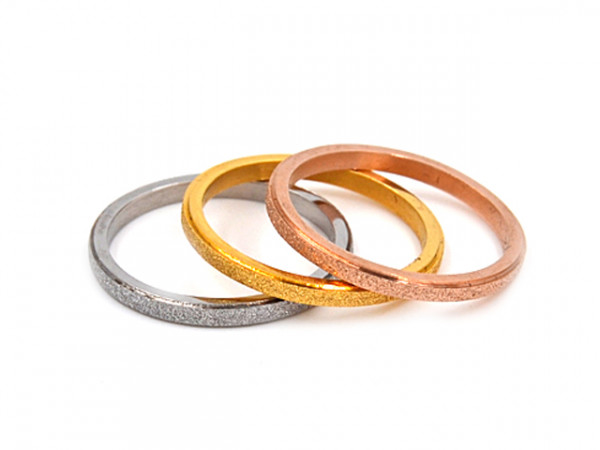 Edelstahlring diamantiert - rosévergoldet