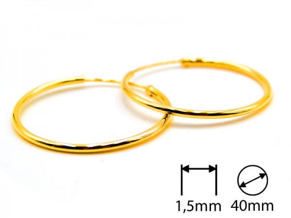 Creolen (1,5 mm)(40 mm) (1Paar) vergoldet