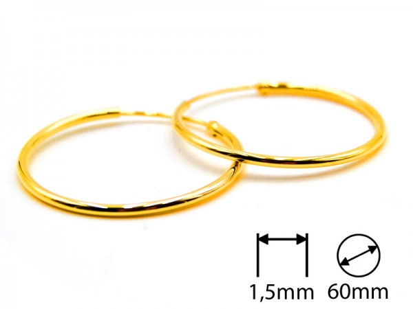 Creolen (1,5 mm)(60 mm) (1Paar) vergoldet