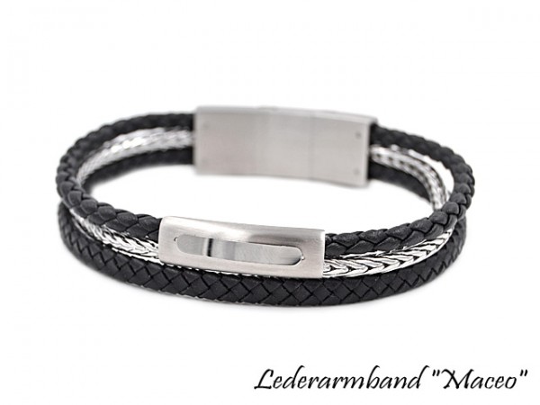 Lederarmband"Maceo" (verstellbar auf 21,5 + 23,0 cm)