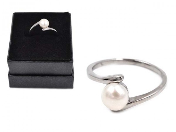 Edelstahlring "Pearl" mit Süßwasserperle