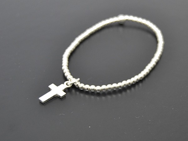 Kugelarmband mit Anhänger Kreuz (18 cm) (2.0 mm)