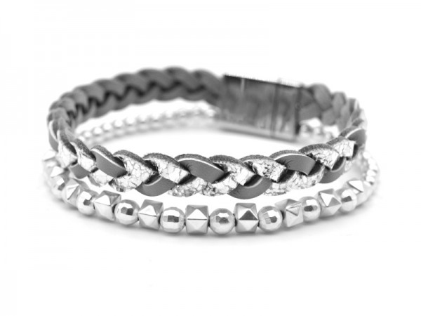 Lederarmband mit Perlen (18.5 cm)
