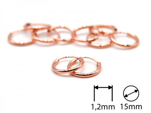 Creolen (1.2 mm x 15 mm) (5 Paar) rosévergoldet