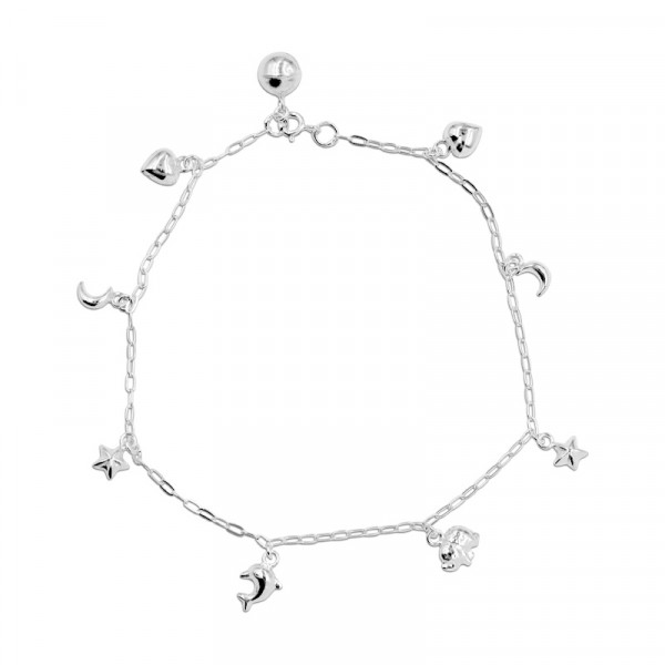 Fußkette mit unterschiedlichen Anhängern (25 cm)
