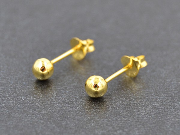 Ohrstecker "Kugel" (4 mm) , vergoldet